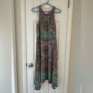 London Times Sleeveless Paisley Maxi Dress in Green & Purple